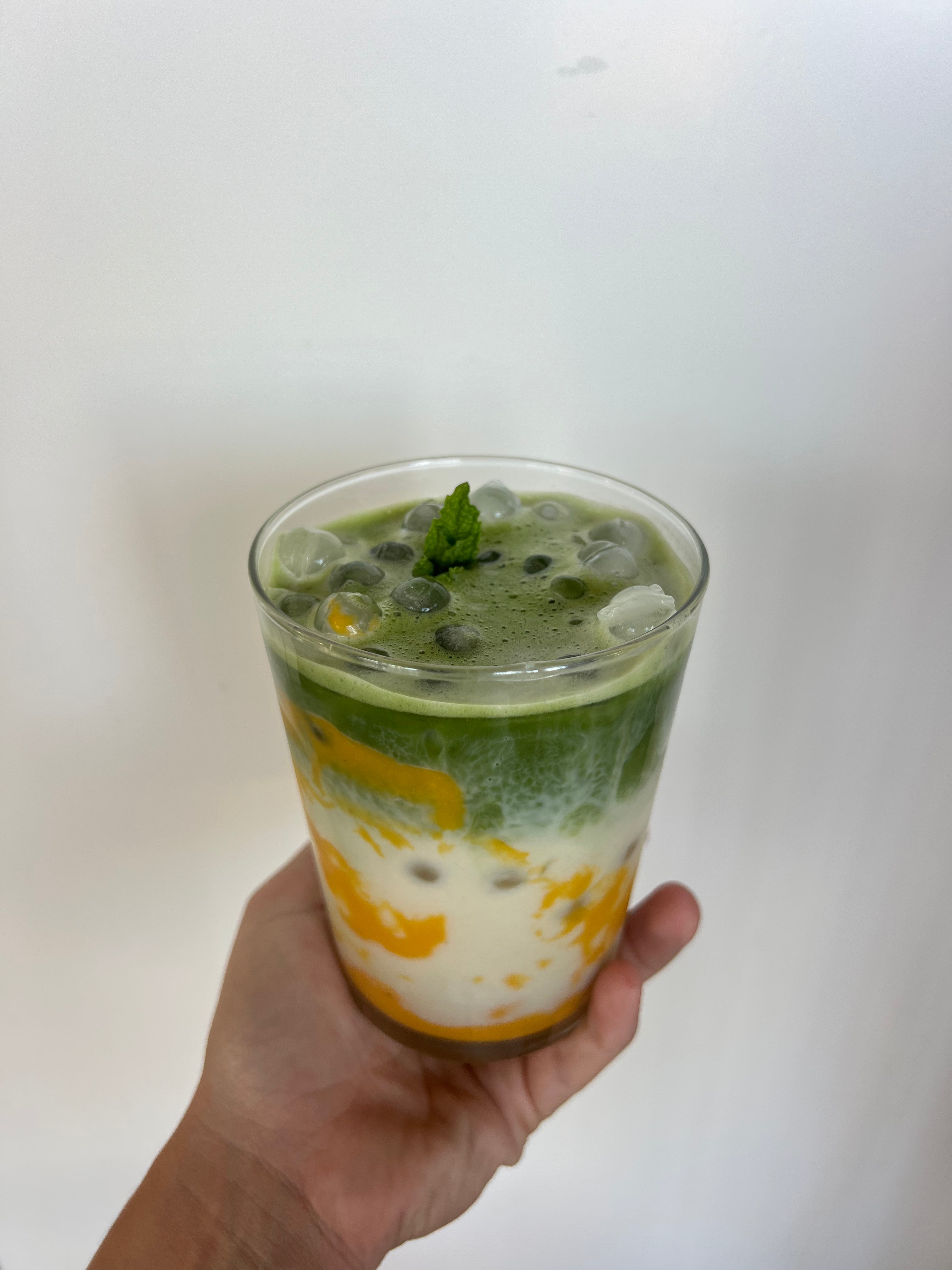 Mango Sticky Rice Matcha Glass
